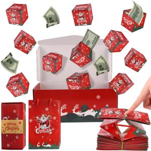 ZIYIME Surprise Gift Box Explosion for Money, Cash Explosion Gift Box, Surprise Box Gift Box for Money, Folding Bouncing Money Gift Boxes for Christmas, Red/12 Bounces Boxes