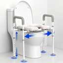 Raised Toilet Seat with Handles - Toilet Seat Riser for Seniors with Adjustable Width & Height, 400lbs Elevated Toilet Seat Riser for Handicap, Disabled and Pregnant, Fit Any Toilet