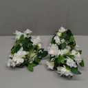 2 Pcs Artificial Flowers Garland for Outdoors White Faux Gardenia Garland 12Ft Silk Rose Hanging Vines Floral for Wedding Arch Party Wall Garden Ceremony Backdrop Fence Spring Decor