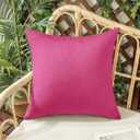 Woaboy Set of 2 Outdoor Waterproof Throw Pillow Covers Hot Pink Decorative Farmhouse Solid Cushion Cases for Patio Tent Balcony Couch Sofa Car 16x16 Inch