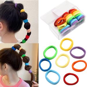 32 PCS Baby Elastic Hair Ties Seamless Hair Rubber Bands for Little Girls Rainbow Colorful Hair Ponytail Holders for Long Hair Elastic Bands for Girls Kids (with Box)