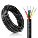 20 Gauge 5 Conductor Electrical Wire, 16.4FT 20AWG Black PVC Stranded Tinned Copper 5 Wire Cable, 20/5 Extension Cable for LED Lamp Lighting, Automotive, Speaker, Access Control, etc.