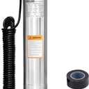 WASSERMANN 4" Septic Pump Submersible Effluent/Cistern Bottom Suction Pump with 33FT Cable,1/2HP,115V/60HZ,26GPM,138FT Head,Stainless Steel Deep Well Pump for Septic Tank Home