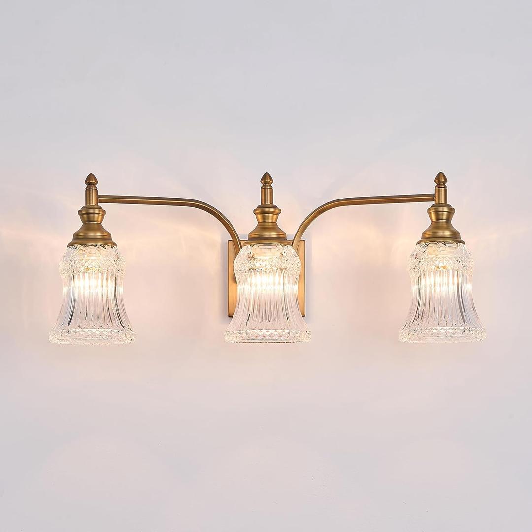 Bathroom Light Fixture Brass Vanity Lighting 3 Lights Bathroom Wall Scone for Bedroom Living Room Hallway