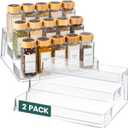 Oizeir Clear Spice Rack (2-Pack)  3-Tier Acrylic Organizer for Cabinet  Deep Spice Shelf  10.4 x 9.6 x 4 Inches  Holds Seasoning and Condiments