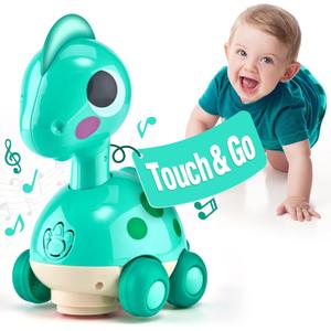 CubicFun Baby Toys 12 16 Months, Crawling Dinosaur Baby Toy, Touch and Go Dino Moving Toys for Baby, Tummy Time Dinosaur Infant Toys, Gifts for 1 Year Old Boy Baby Boy