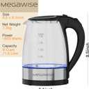 MEGAWISE 1.8L Healthy Electric Kettle, 1800W Borosilicate Glass Tea Kettle with Food Grade Material, Auto Shut-Off and Boil-Dry Protection Cordless Kettle Fast Boiling, BPA Free