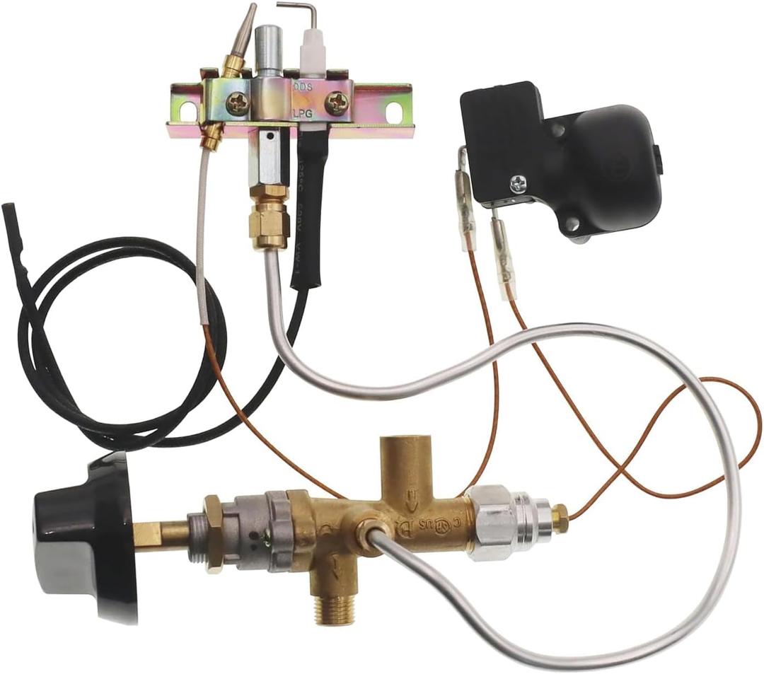 Heater Pilot Burner Assembly for Parts Propane Fire Pit Heater Pilot Burner Assembly Parts Valve Kit, Connecting Tubes,Tilt Switch and Safety Device Ignition Component Pilot Kit