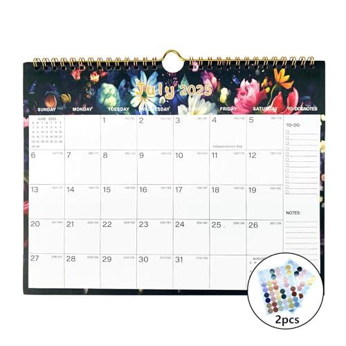 2 x Calendar 2025-2026 - Durable Thick Paper, Includes July 2025 to December 2026, 11 x 8.5 Inches for Home & Office Planning With Holiday Marking Stickers (B)