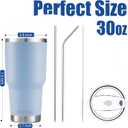 DS 30oz Blue Tumbler Stainless Steel Double Wall Vacuum Insulated Mug with Straw and Lid, Cleaning Brush for Cold and Hot Beverages