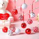 Riceshoot 12 Pcs Valentines Day Ball Ornaments 2.36 Inch Red Pink White Buffalo Plaid Decor Heart Balls Ornaments for Tree Valentine's Day Party Supplies Decorations (1.97 Inches/ 5 cm, Cute)