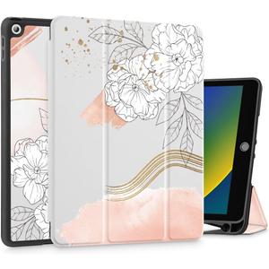 Tuiklol for iPad 10.2 case 2021 Generation 9th Release Built in Pencil Holder-Trifold Stand-Auto Wake/Sleep.TPU Protection Stand Back Cover for 2020 2019 [8th/7th] iPad 10.2 Inch Case,Art Flower