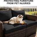 8Pcs Outdoor Patio Cushion Cover Replacement, Waterproof Patio Cushion Covers, Washable Outdoor Couch Cushion Covers with Zippers, Slipcovers Sofa Chair for Patio Furniture(Black, Cover Only)