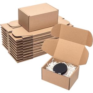 Wowxyz Shipping Boxes 6x4x3" 25 Pack - Brown Kraft Corrugated Cardboard Mailing Box for Small Business, Medium Literature Mailer Packaging Supplies
