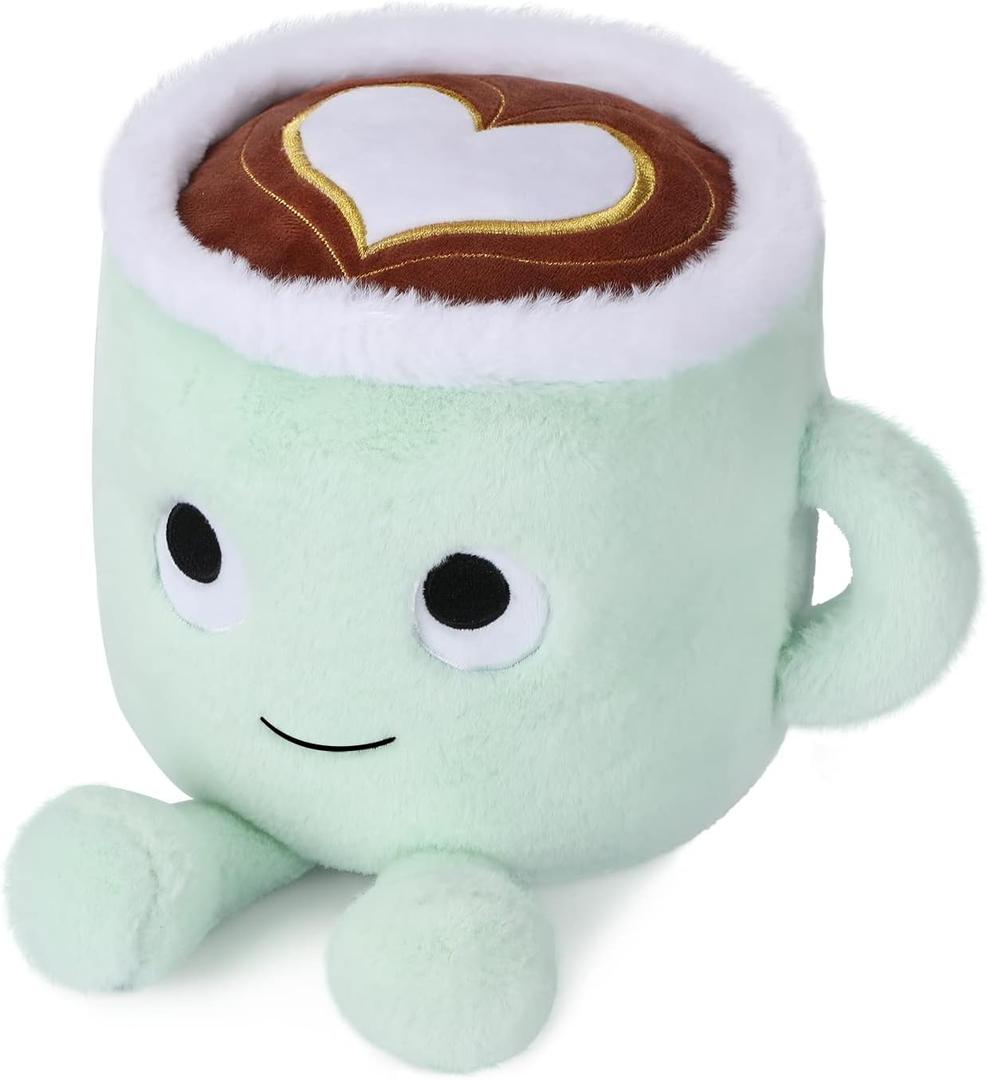Latte Plush Toy, 30 cm Stuffed Coffee Mug Plushie Pillow Doll, Soft Cup Fluffy Friend, Hugging Cushion - Present for Every Age (Latte)
