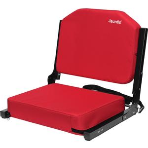 Stadium Seats for Bleachers, Bleacher Seats with Ultra Padded Comfy Foam Backs and Cushion, Wide Portable Stadium Chairs with Back Support and Shoulder Strap, 1 Pack, Red