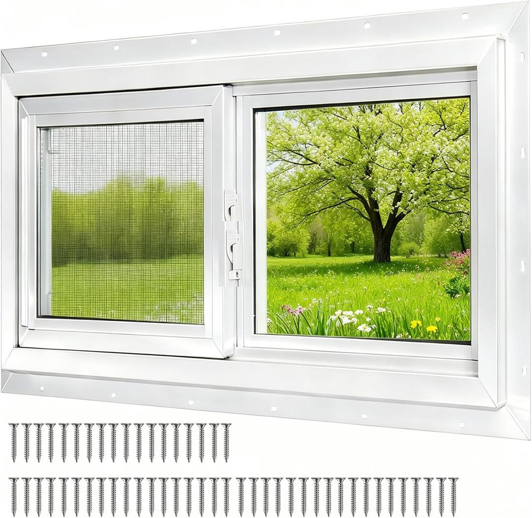 NeatiEase Basement Window, 36" x 24" Heavy Duty Vinyl Sliding Windows with Double Pane Insulated Tempered Glass and Fiberglass Screen for Basement, Bathroom, Garage, Shed, Home Replacement (White)