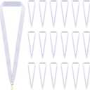 30 Pieces Award Ribbon Medal Ribbons Neck Ribbons for Medals Flat Medal Lanyards Ribbon Lanyard with Snap Clips for Competitions Sports Meeting Party Student Awards (White)
