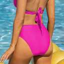 YELAIVP Women's High Waisted Bikini Bottom Tummy Control Ruched Bathing Suit Bottom Full Coverage Swimsuit Bottoms (Pink, XL)