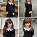 Arshiner Girls Long Sleeve Vintage Peter Pan Collar T-Shirt Dress Age 4-13 Years (Black)