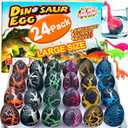 24 Pcs Large Hatching Dinosaur Eggs Easter Party Favors, Easter Egg Filled Toys for Kids Toddlers Grow in Water Dinos Egg Science Kits, Goodie Bag Stuffers, Classroom Prizes, Easter Basket Stuffers