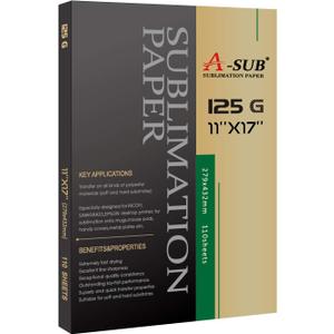 A-SUB Sublimation Paper 11x17 Inch 110 Sheets Compatible with Sublimation Printer and Ink 125g