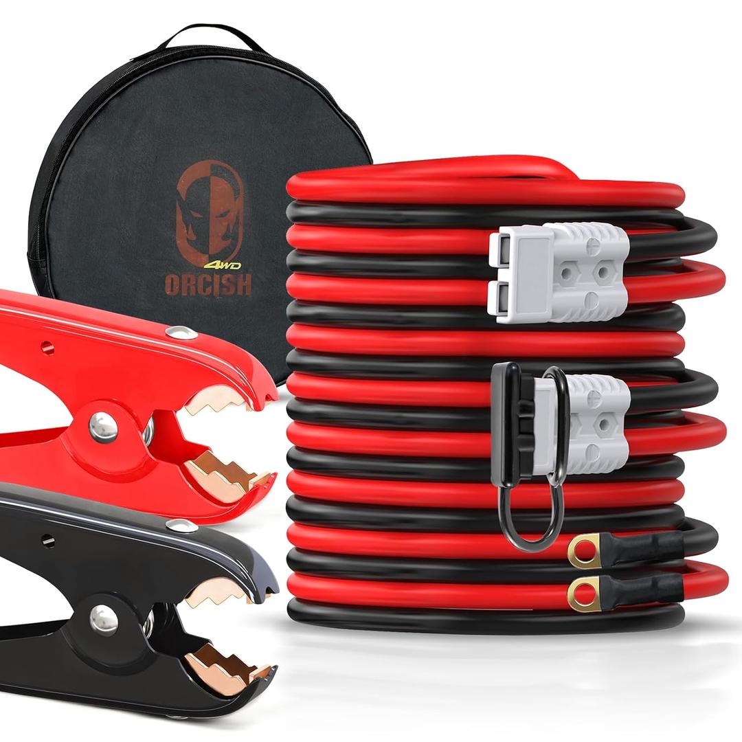 ORCISH 1 Gauge 30 Feet Long Heavy Duty Quick Connect Plug Jumper Cables, 800A Booster Cables with UL-Listed Clamps, Automotive Battery Jumper Cables Kit for Car, SUV and Trucks with Carry Bag (XL)