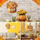 2 x Geetery Thanksgiving Door Signs Vintage Hello Fall Front Door Decoration Autumn Gnome Sunflower Pumpkin Wooden Hanging Signs for Fall Home Front Porch