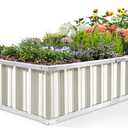 KING BIRD Raised Garden Bed 68"x 36"x 12" Galvanized Steel Metal Outdoor Garden Planter Box Kit with 2 Pairs of Gloves (Ivory)