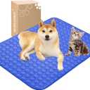 MICROCOSMOS Summer Cooling Mat & Sleeping Pad- Water Absorption Top, Materials Safe, Easy Carry, EZ Clean. Keep Cooling for Pets, Kids and Adults.(Dark Blue, 40" x 28")