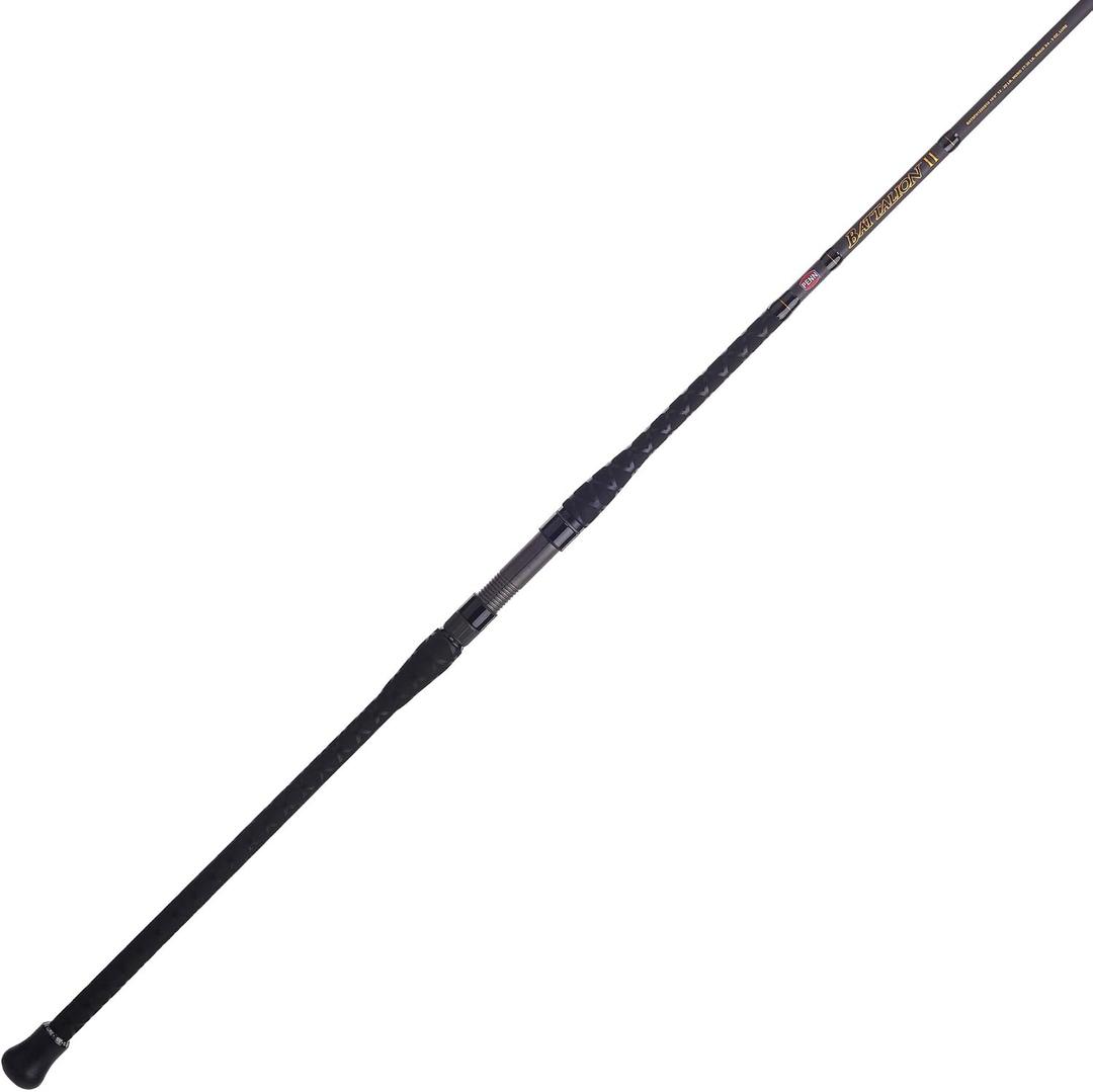 PENN Battalion II 10’ Surf Spinning Rod; 1-Piece Fishing Rod, 15-30lb Line Rating, Medium Heavy Rod Power, Moderate Fast Action, 1-5 oz. Lure Rating, Black/Gold