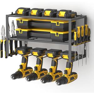 Spacecare Power Tool Organizer- Power Drill Tool Holder- Heavy Duty Tool Shelf & 1 Pack 3 Layers Tool Rack Cordless Drill Holder- Floating Tool Shelf Wall Mounted Tool Storage Rack for 4 Drill Holders