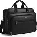 Shrrie Leather Messenger Bag for Men&Women 17 Inch Leather Laptop Bag,Water-Resistant Large Shoulder Satchel Office,Work (Black)