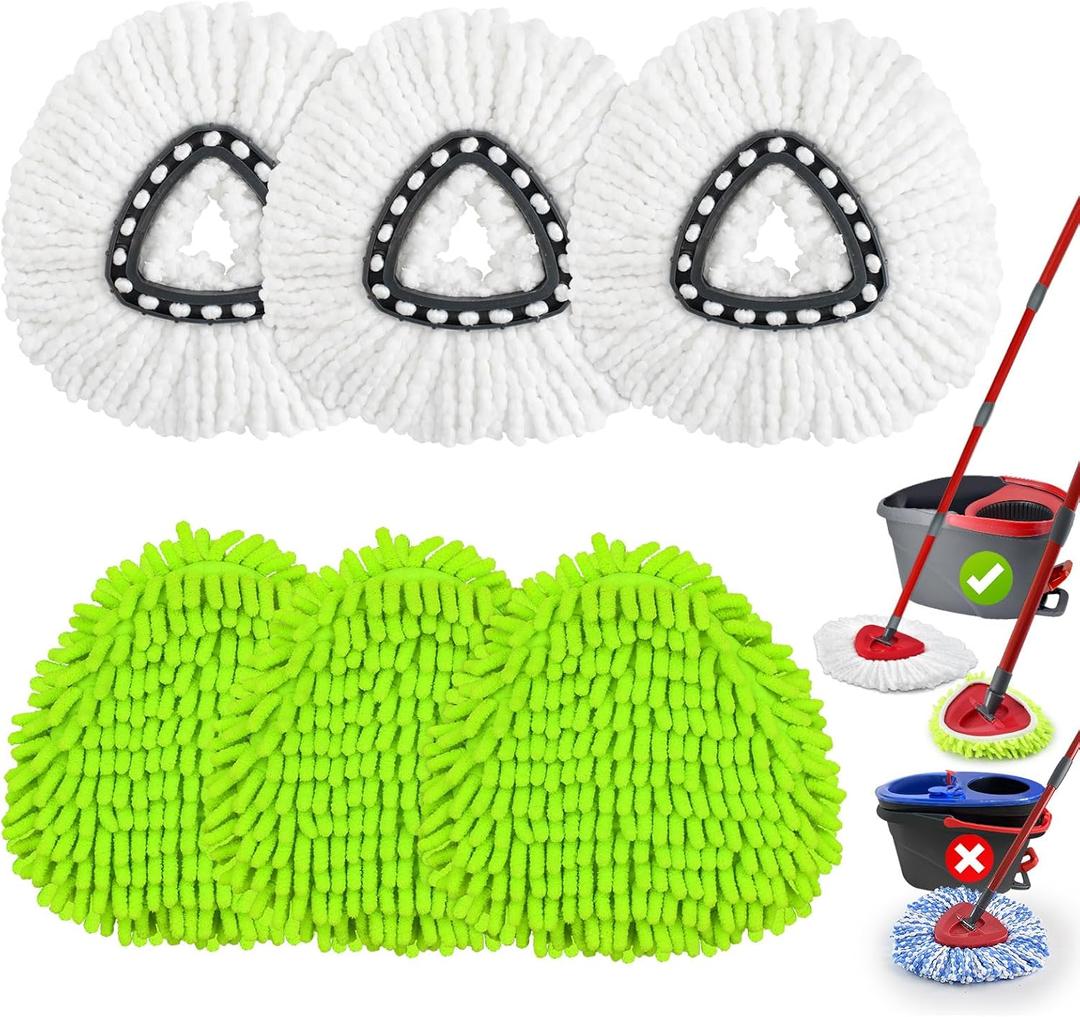 3 Pack Mop Heads Replacements for Ocedar, Mop Replace Head for O Cedar Easy wring 1 Tank System, Microfiber & Chenille Mopp Refills for Floor Cleaning, Dry/Wet Use, Machine Washable