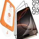 4 x OMOTON 2+2 Pack Screen Protector and Camera Lens Protector for iPhone 16 Pro Max, Full Screen Installation, Precise Alignment, Bubble-Free, Dust-free, 9H Hardness, Easy Installation