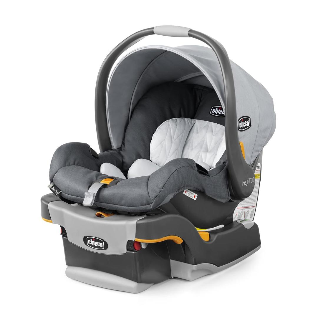 Chicco KeyFit 30 ClearTex Infant Car Seat and Base, Rear-Facing Seat for Infants 4-30 lbs., Includes Infant Head and Body Support, Compatible with Chicco Strollers, Baby Travel Gear, Slate/Grey, Mfd 3-2026