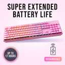 KLIM Chroma Pink Wireless Keyboard RGB Backlit, Rechargeable Battery, Wireless Keyboard with Water-Resistant Durable Design, Compatible with PC, Mac, PS4, PS5