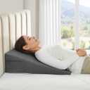 Horbaunal Dark Grey Bed Wedge Pillow Cover with Zipper Design, Wedge Pillowcase Protector with Side Pocket for Storage, 24" L x 24" W x 12" H(Pillow Not Include)