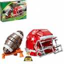 Football and Red Football Helmets Building Blocks Kits Room Decoration Football Stadium Toy Gift for for Sports Fans1038pcs (Brown Football)