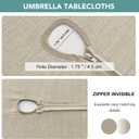Outdoor Tablecloth with Umbrella Hole - Patio Table Cloth Zippered Round 60 Inch, Linen-Look Polyester Table Cover Water Resistant for Picnic Outside, Natural Color
