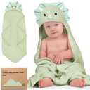 KeaBabies Hooded Baby Towel for Newborn - Viscose Derived from Bamboo Large Baby Bath Towels with Hood for Boys, Girls, Toddler, Extra Absorbent & Soft Newborn Bath Essentials (Triceratops) (Regular 35x35)