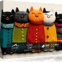 Cat Puzzle for Adults,Cozy Cat Art Jigsaw Puzzle 1000 Pieces, Cute Colorful Kitten Puzzles Embroidery Style, Funny Whimsical Cat Puzzle Kitty Challenge
