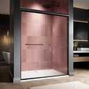 56-60" W x 76" H Semi-Frameless Double Sliding Glass Shower Door, 1/4" (6mm) Clear Tempered Glass, Bypass Sliding Shower Door for Bathroom, Easy to Clean (Matte Black, 60" W x 76" H)