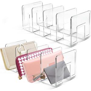Vowcarol Clear Purse Storage Organizer, Mini Purse shelf for Closet, Small Clutch Purse Holder - 2 PACK