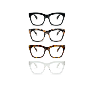 Reading Glasses for Women 4 Pack Oprah Stylish Cat Eye Oversize Readers Blue Light Blocking with Spring , 4 Colors MixHinge, +1.75