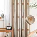 Cartoon Bears Kids Blackout Curtains for Babys Bedoom Living Room Grommet Top Beige Embroidery 3D Bear Darkening Curtain for Nursery Baby Room 1 Panel (W52 L84 inch,Beige)