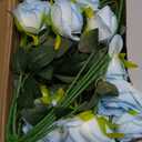 32 Pcs Ice Blue Artificial Roses Fake Flowers, Silk Flowers with Stems for DIY Wedding Bridal Shower Centerpieces Arrangements Tables Decorations