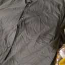 Hisdern Men's Black Grandad Collar Shirt Wedding Regular Fit with Pocket, Size XL