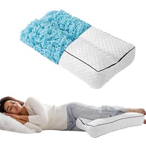 HOMBYS Shredded Memory Foam Knee Pillow for Side Sleepers, 6.5" Height Pillow Between Legs for Aligns Spine & Relieves Pressure Hip & Leg Elevation, Supportive Pillow for Pregnancy, Sciatica, White (Height-6.5")