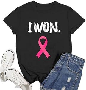 Ascrazy Breast Cancer Shirts Women Pink Ribbon Tshirt in October We Wear Pink Tee Cancer Awareness Tops (XL, Black)